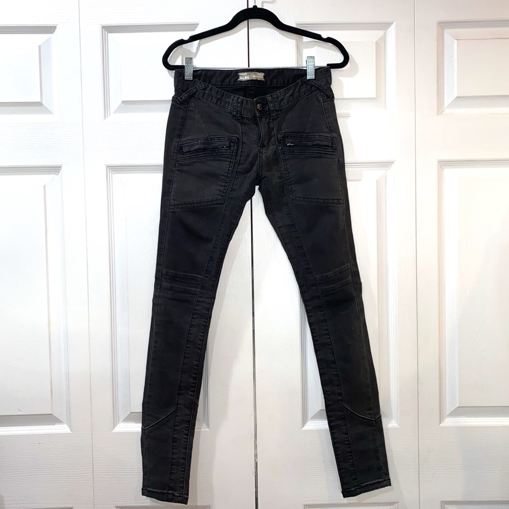 COPY - Free People Cargo Moto Black Low Rise Jeans